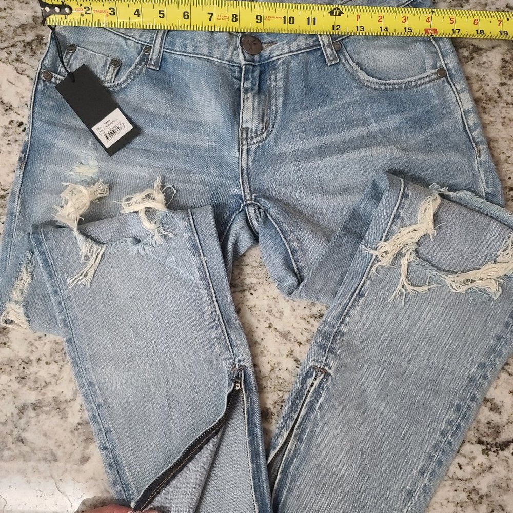 ONE X TEASPOON HENDRIXE FREEBIRDS 27 RIPPED ZIPPER ANKLE JEANS - BRAND NEW